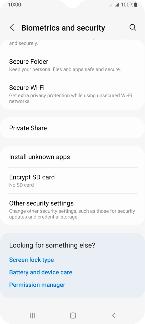 Press Other security settings. Press Other security settings.