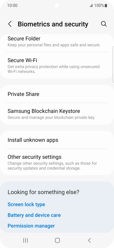 Press Other security settings. Press Other security settings.