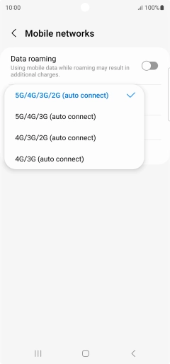 Press the required network mode. Press the required network mode.