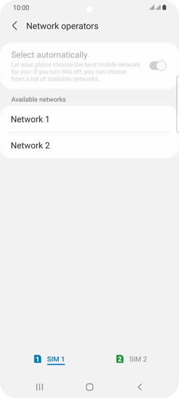 Press the required network. Press the required network.