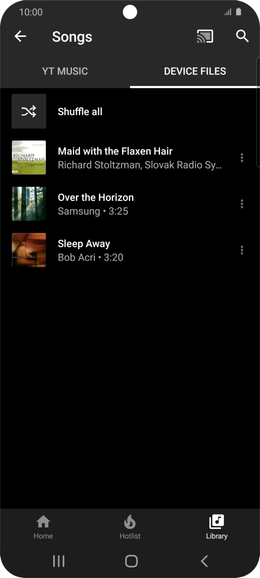 Press the required audio file. Press the required audio file.