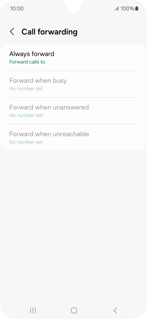 Press the required divert type. Press the required divert type.