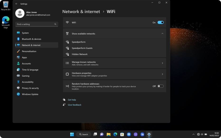 Click the required Wi-Fi network. Click the required Wi-Fi network.