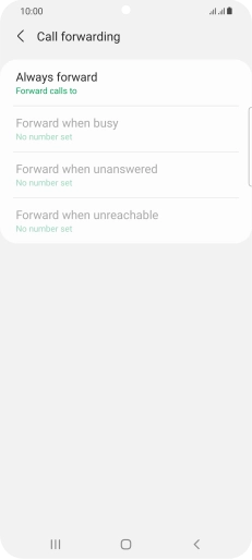 Press the required divert type. Press the required divert type.