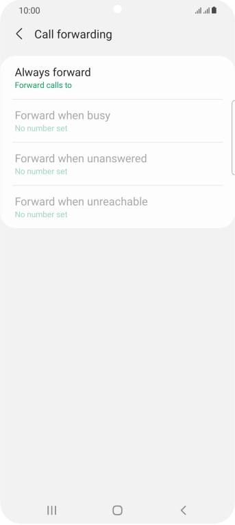 Press the required divert type. Press the required divert type.
