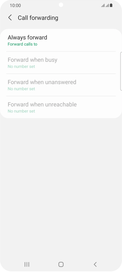 Press the required divert type. Press the required divert type.