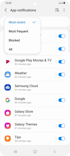 Press the required setting. Press the required setting.