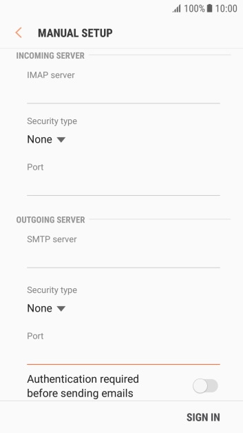 Press Authentication required before sending emails to turn on the function. Press Authentication required before sending emails to turn on the function.