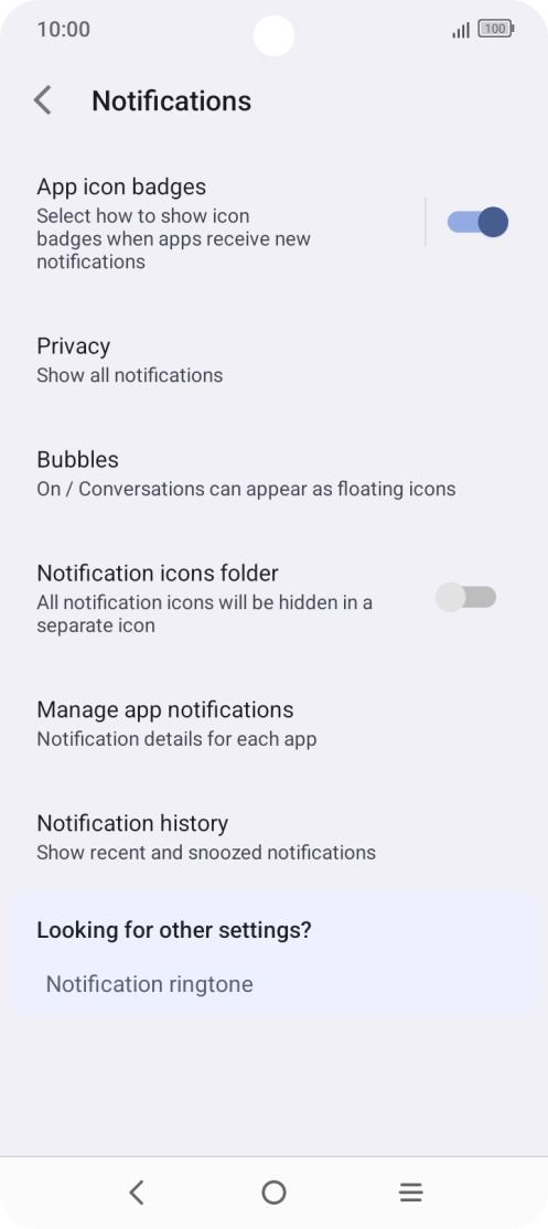 Press Manage app notifications. Press Manage app notifications.