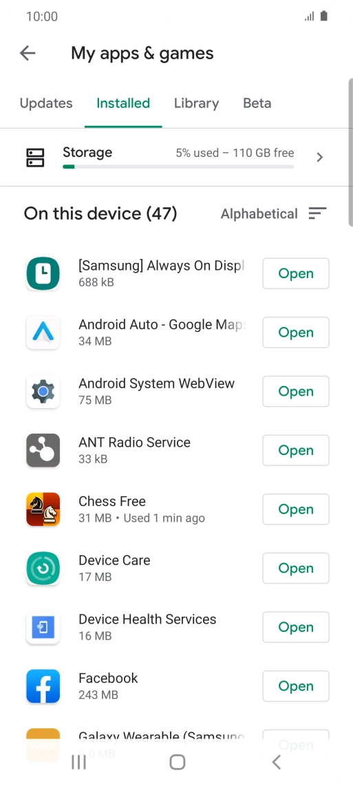 Press the required app. Press the required app.