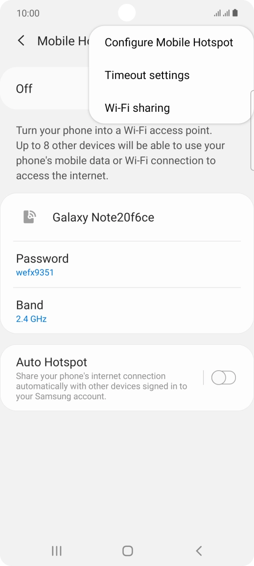 Press Configure Mobile Hotspot. Press Configure Mobile Hotspot.