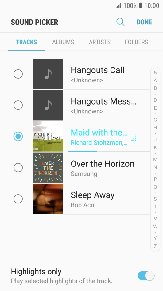 Once you've found a ring tone you like, press DONE. Once you've found a ring tone you like, press DONE.