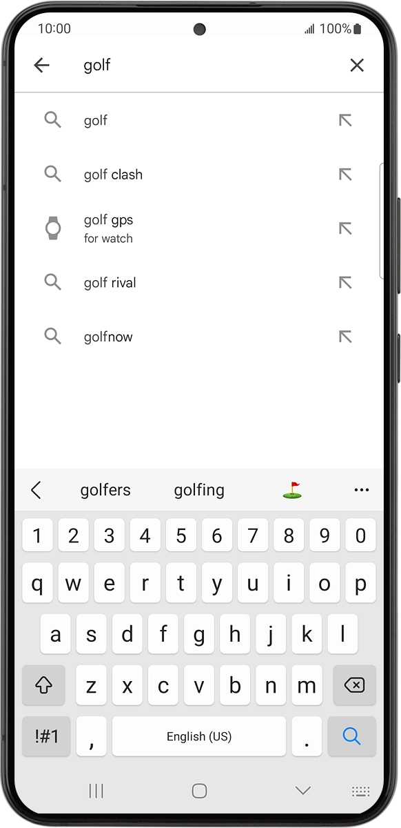 On your phone: Key in the name or subject of the required app and press the search icon. On your phone: Key in the name or subject of the required app and press the search icon.