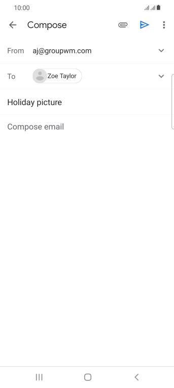 Press the text input field and write the text for your email. Press the text input field and write the text for your email.