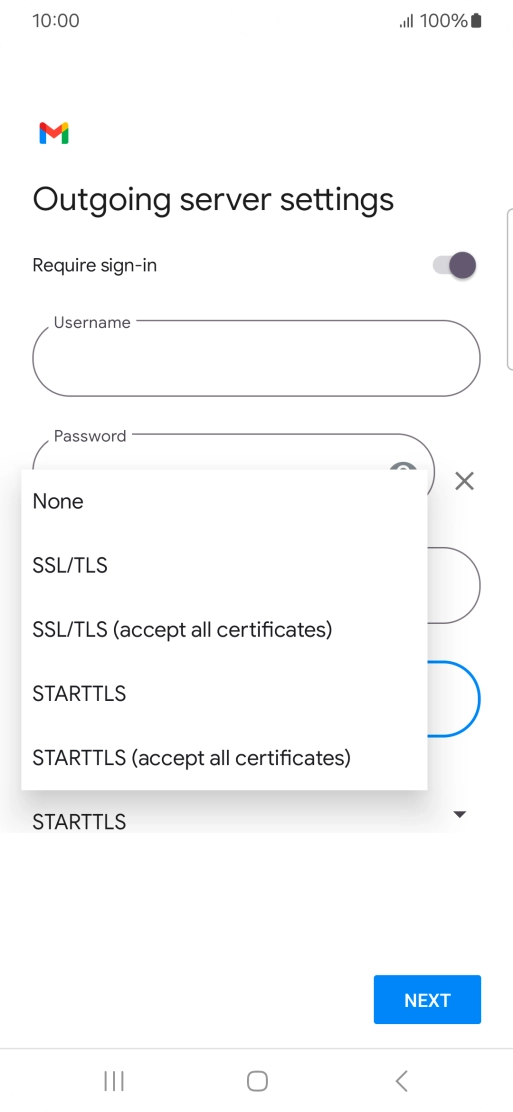 Press SSL/TLS. Press SSL/TLS.