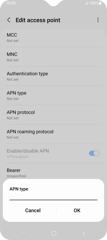 Key in default and press OK. Key in default and press OK.