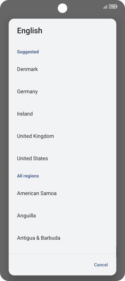 Press the required region. Press the required region.