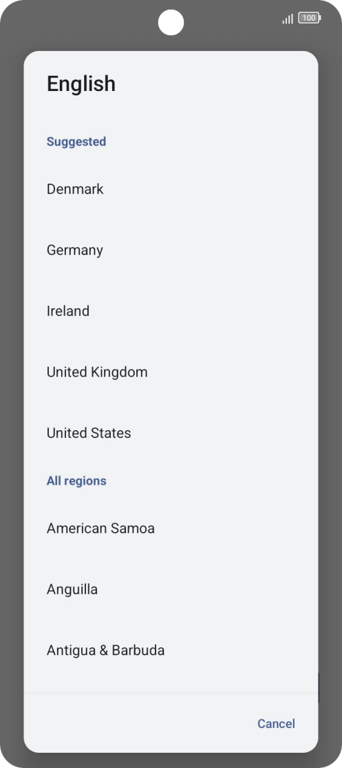 Press the required region. Press the required region.