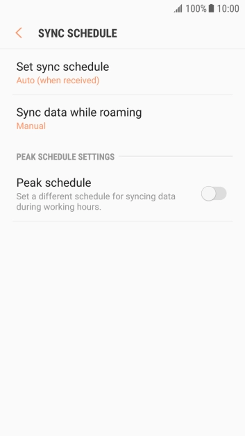 Press Set sync schedule. Press Set sync schedule.