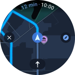 Press the route description icon to return to the directions. Press the route description icon to return to the directions.