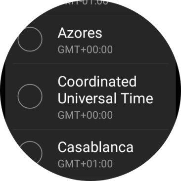Press the required time zone. Press the required time zone.