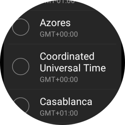 Press the required time zone. Press the required time zone.