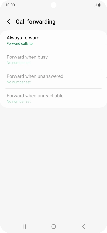 Press the required divert type. Press the required divert type.