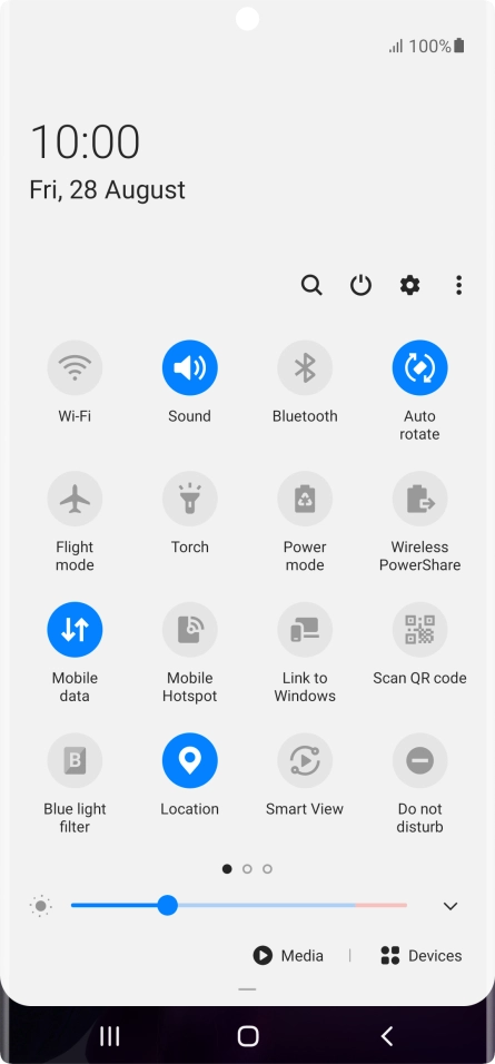 Press the settings icon. Press the settings icon.