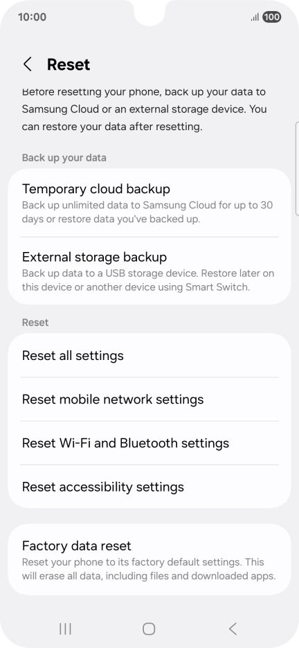 Press Reset mobile network settings. Press Reset mobile network settings.