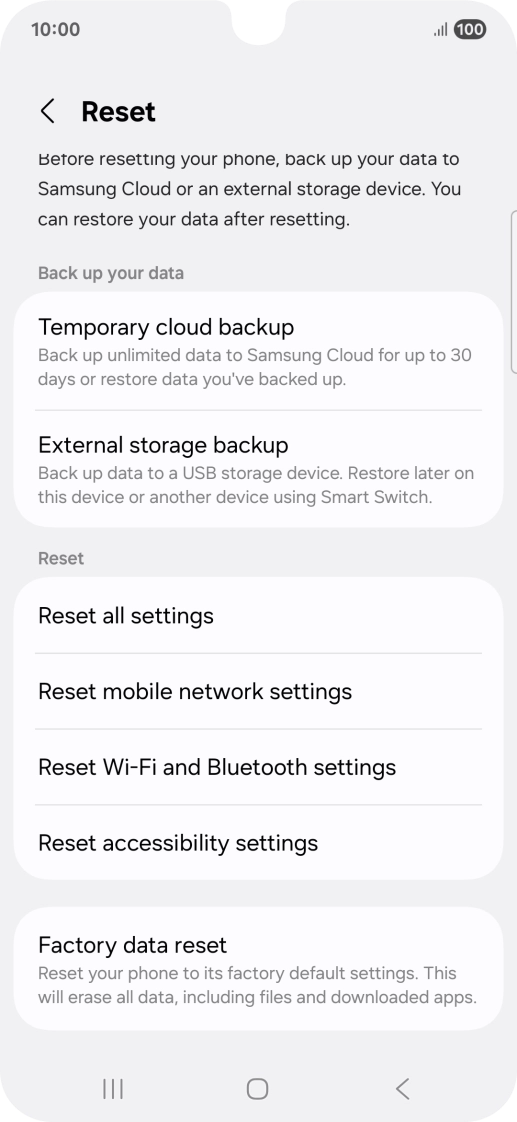 Press Reset mobile network settings. Press Reset mobile network settings.