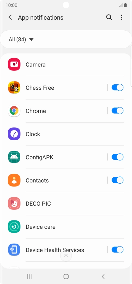 Press the indicators next to the required apps to turn the function on or off. Press the indicators next to the required apps to turn the function on or off.