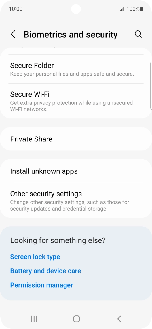 Press Other security settings. Press Other security settings.