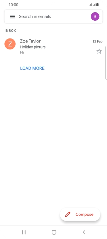 Press the email account icon. Press the email account icon.