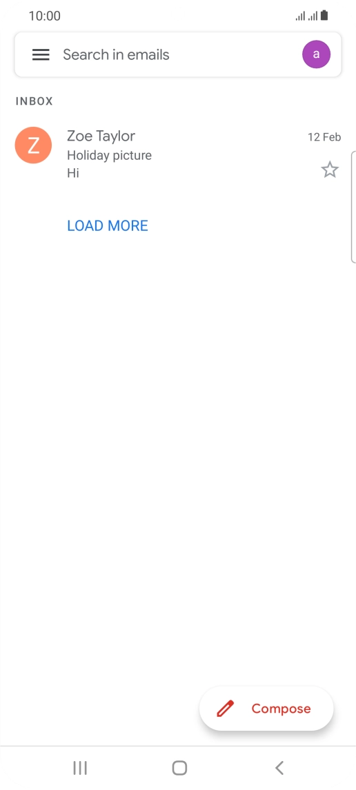 Press the email account icon. Press the email account icon.