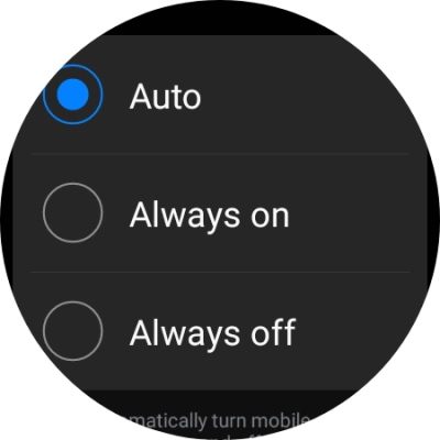 Press the required setting for mobile data usage. Press the required setting for mobile data usage.