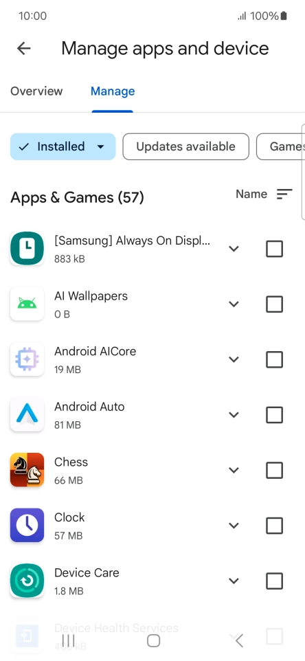 Press the required app. Press the required app.