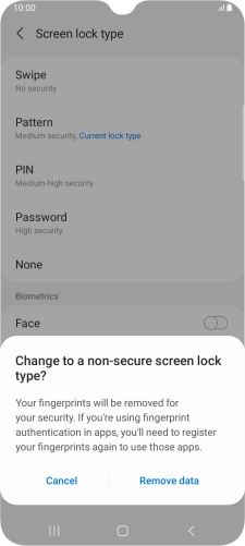 Press Remove data. Press Remove data.