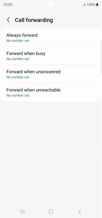 Press the required divert type. Press the required divert type.