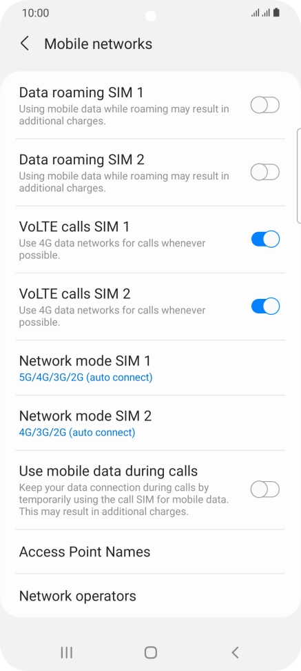 Press Network mode ‹SIM›. Press Network mode ‹SIM›.
