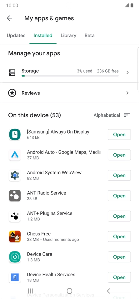 Press the required app. Press the required app.