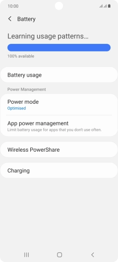 Press Power mode. Press Power mode.