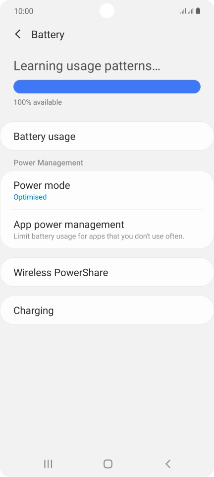 Press Power mode. Press Power mode.