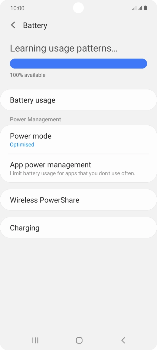 Press Power mode. Press Power mode.