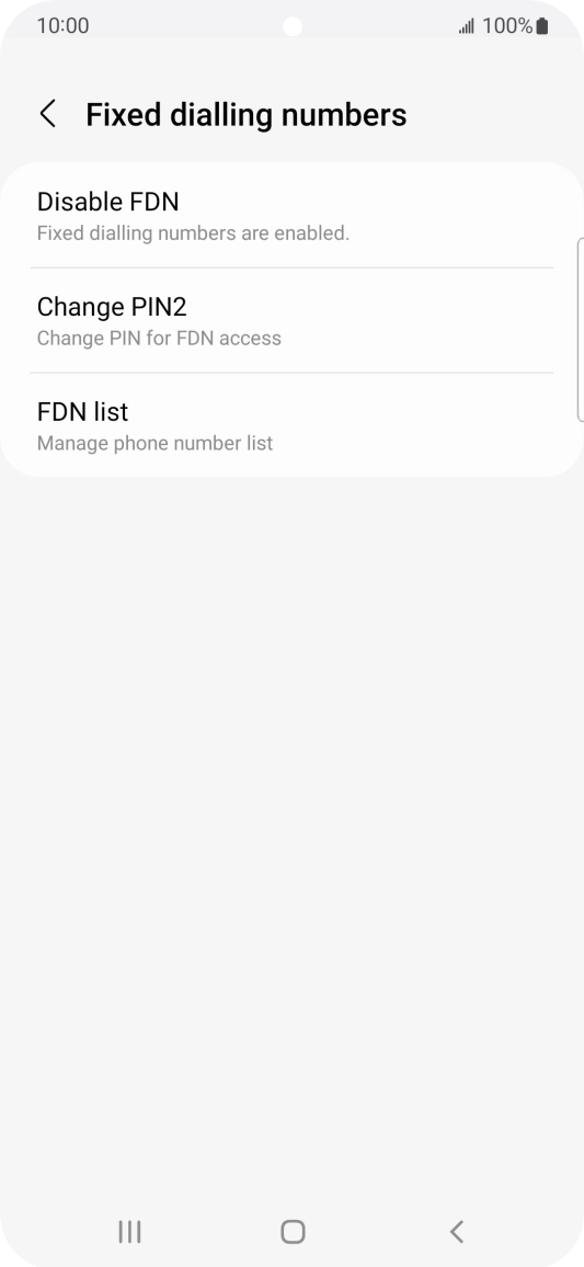 Press Disable FDN. Press Disable FDN.