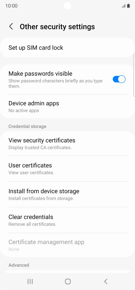 Press Set up SIM card lock. Press Set up SIM card lock.