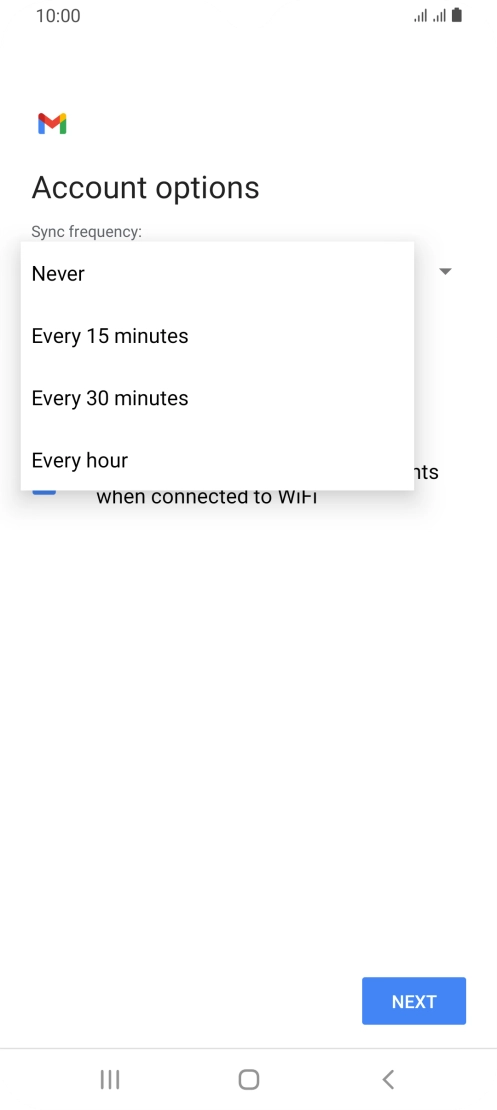 Press the required setting. Press the required setting.