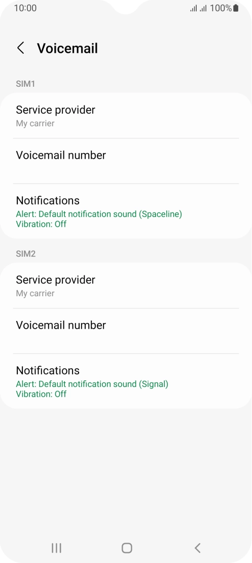 Press Voicemail number. Press Voicemail number.