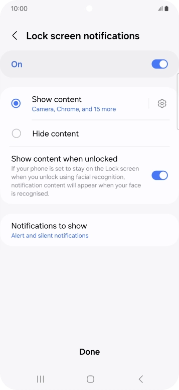 Press the required settings to turn them on or off. Press the required settings to turn them on or off.