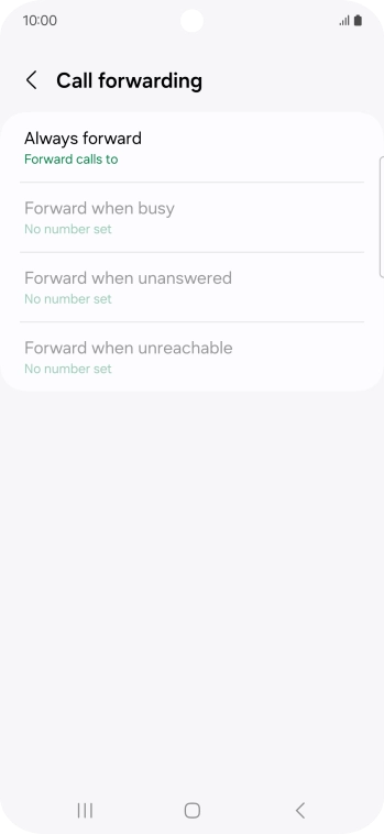 Press the required divert type. Press the required divert type.