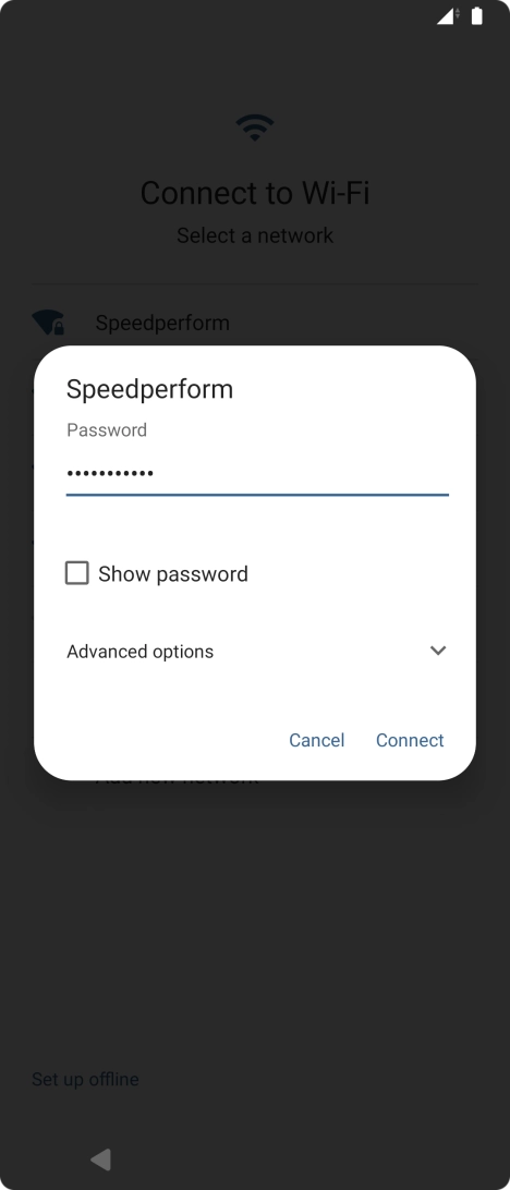 Key in the password for the Wi-Fi network and press Connect. Key in the password for the Wi-Fi network and press Connect.